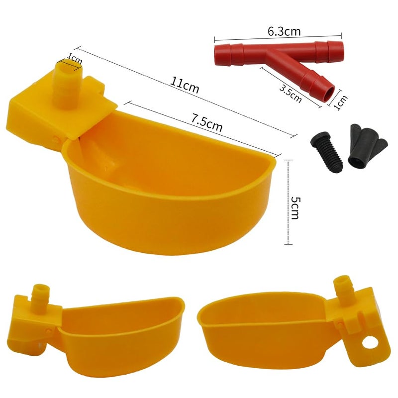 MODUODUO 12Pcs Quail Water Cups Pigeon Automatic Bird Waterer for Cage Hang Drinker Breeding Poultry Drinking Bowls(Yellow) - Image 2